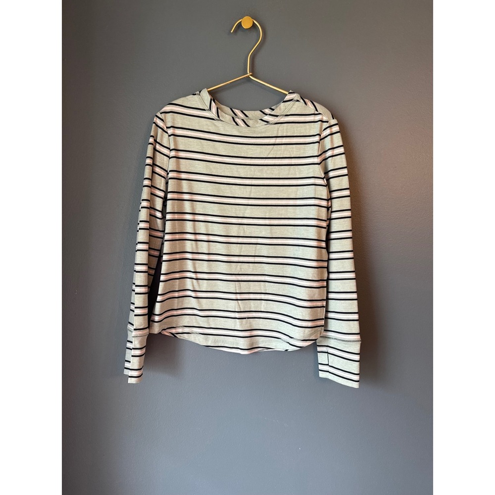 Hanna Andersson Kids Long Sleeve Striped‎ hooded shirt